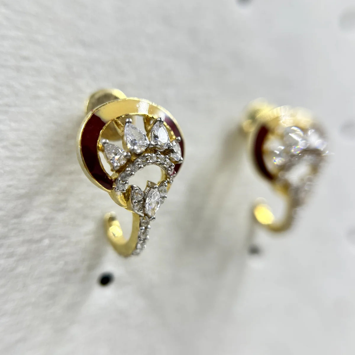 Peacock Motif CZ Stud Earrings