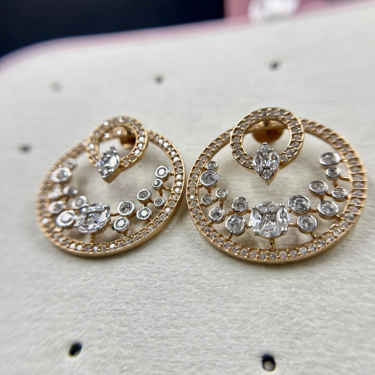 Circular CZ Statement Stud Earrings