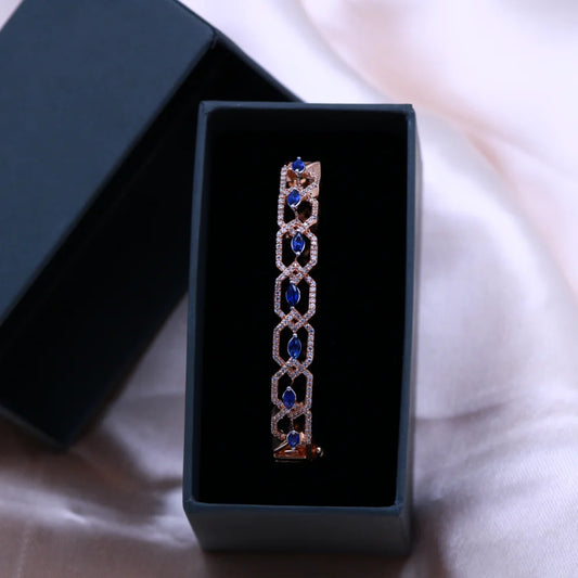 Geometric Link CZ Silver Bracelet