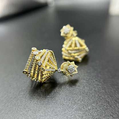 Architectural CZ Jhumka Earrings