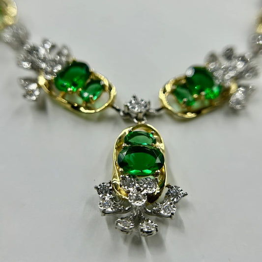 Emerald Bloom Floral Necklace (Chain included)