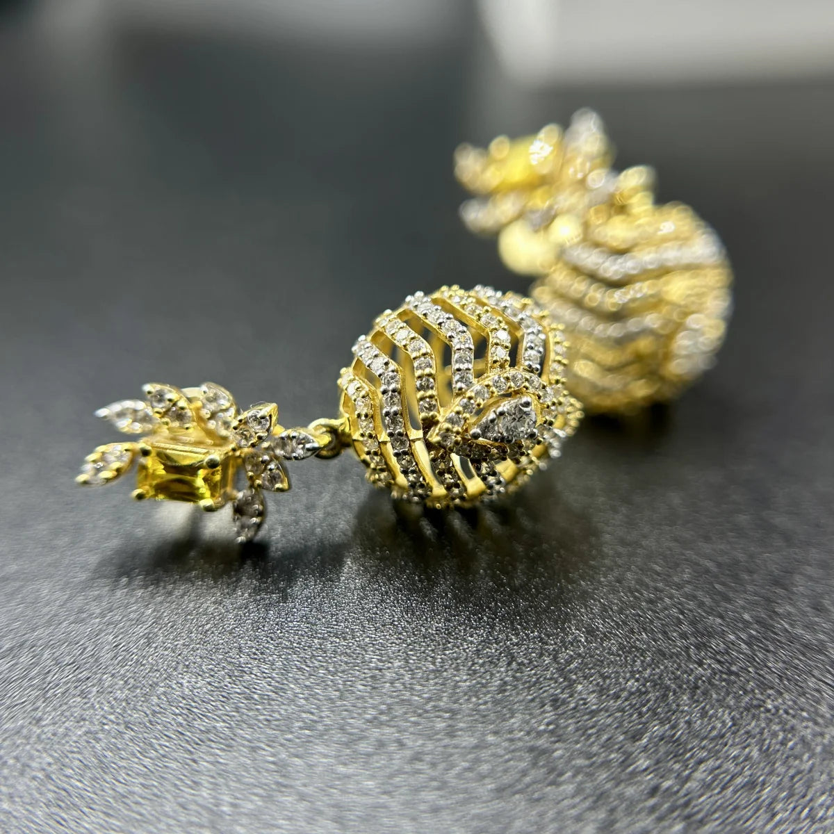 Floral Sphere Drop Earrings