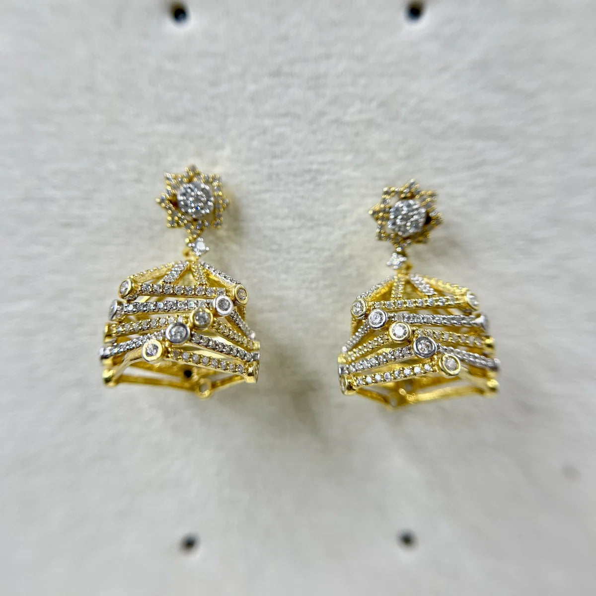 Architectural CZ Jhumka Earrings