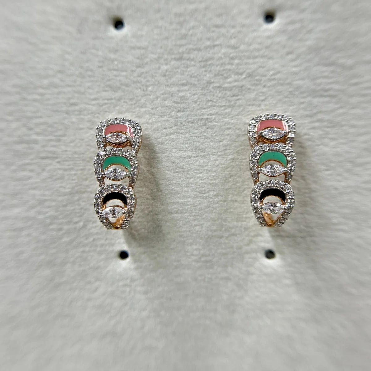 Pastel Enamel CZ Stud Earrings