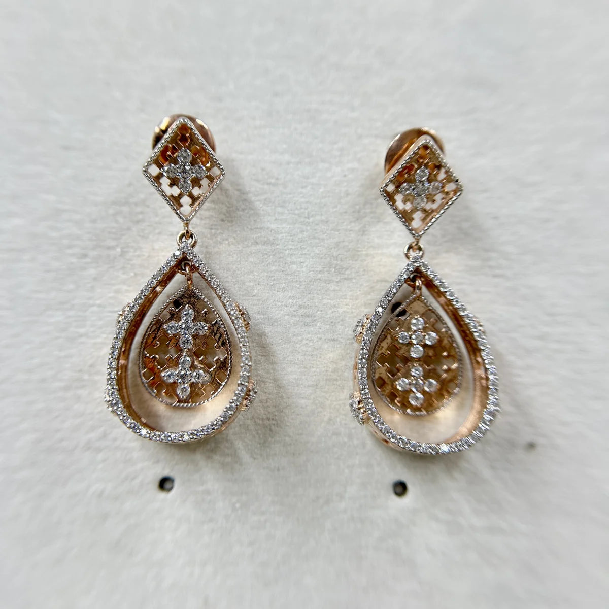 Floral Teardrop Lattice Earrings