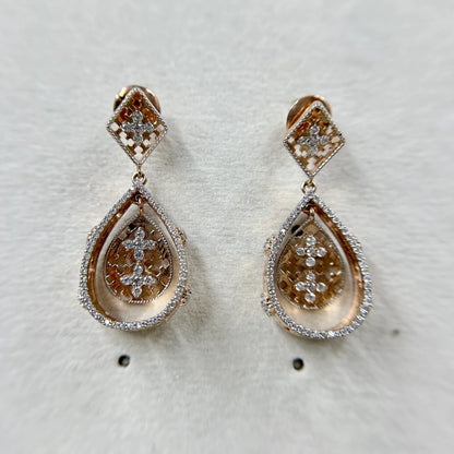 Floral Teardrop Lattice Earrings