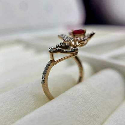 Ruby Accent Designer Silver Ring