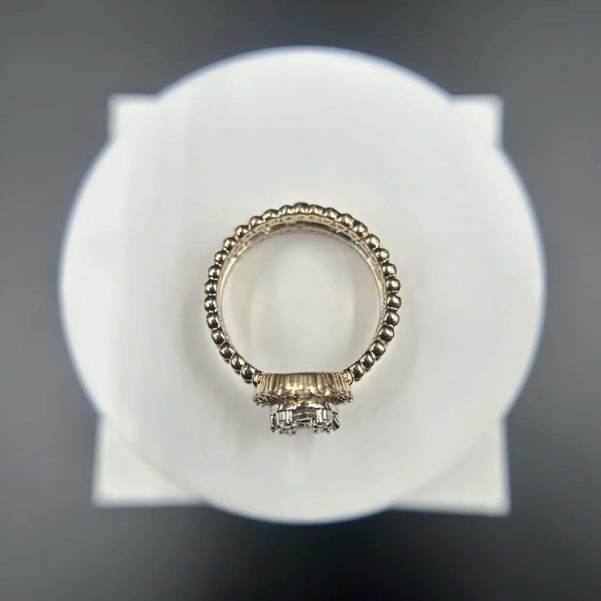 Oval Halo Beaded Ring