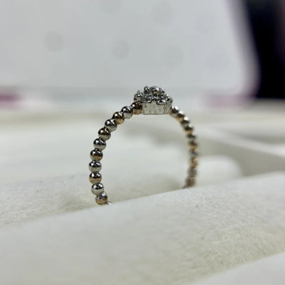 Minimal Beaded Diamond Ring