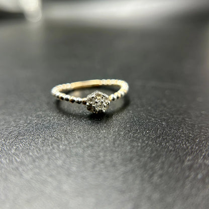 Minimal Beaded Diamond Ring