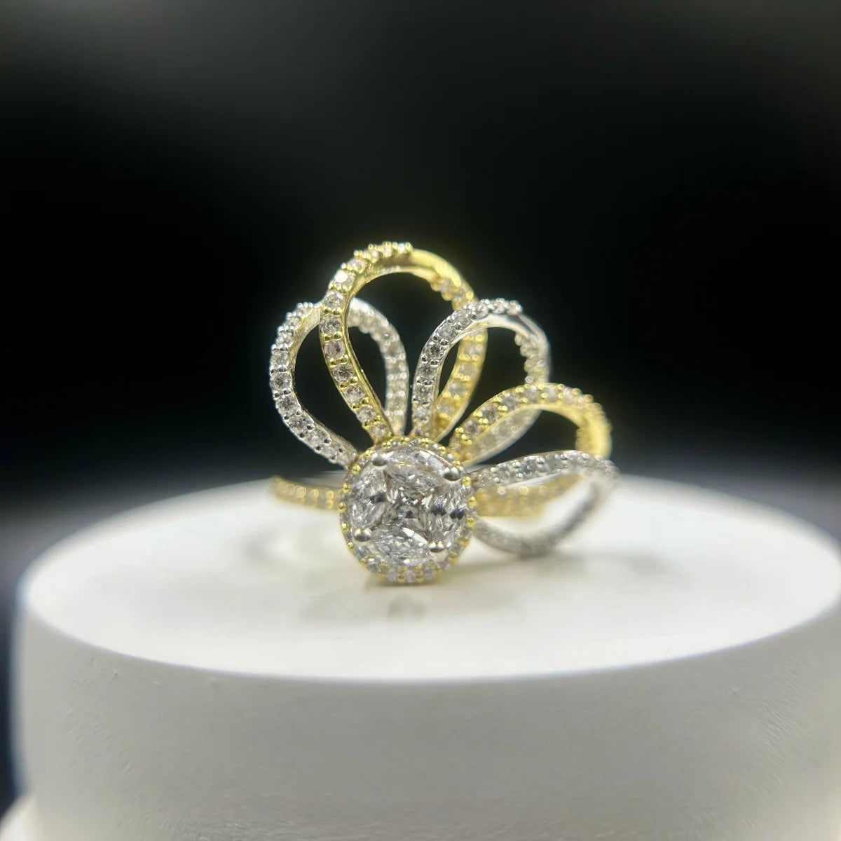 Interlaced Petal Crown Ring