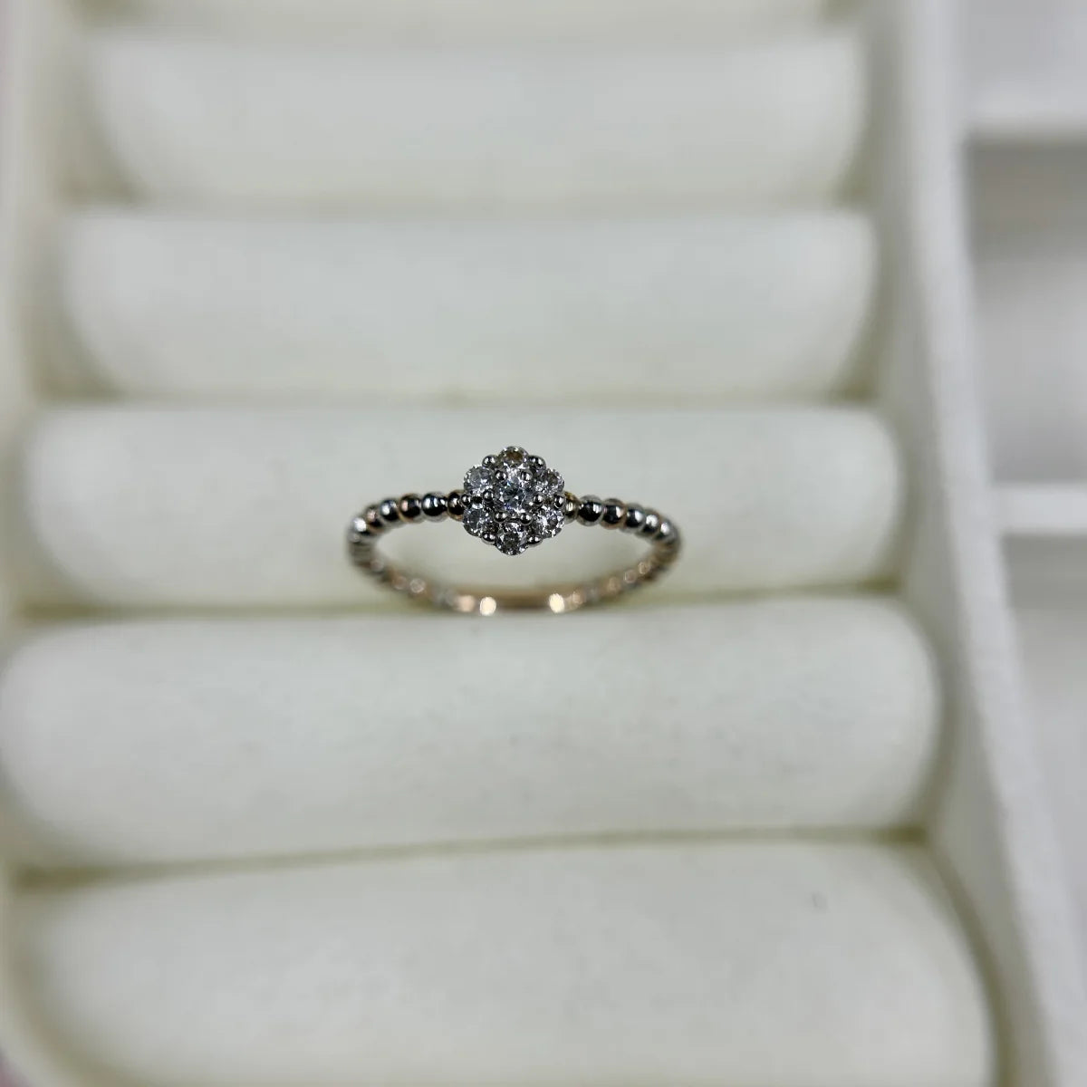 Minimal Beaded Diamond Ring