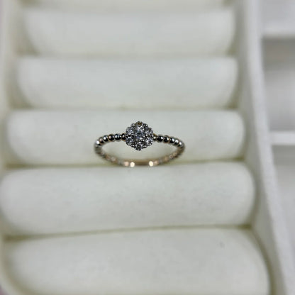 Minimal Beaded Diamond Ring