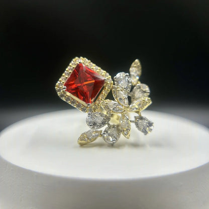 Ruby Square Floral Ring