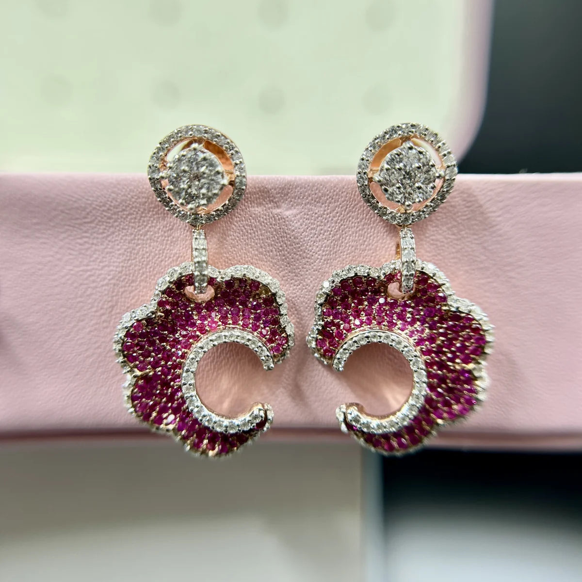 Floral Ruby Drop Earrings