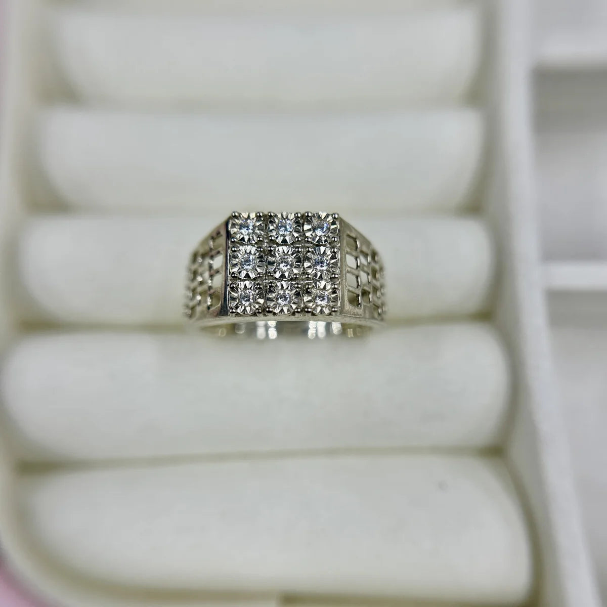 Square Cluster Silver Ring