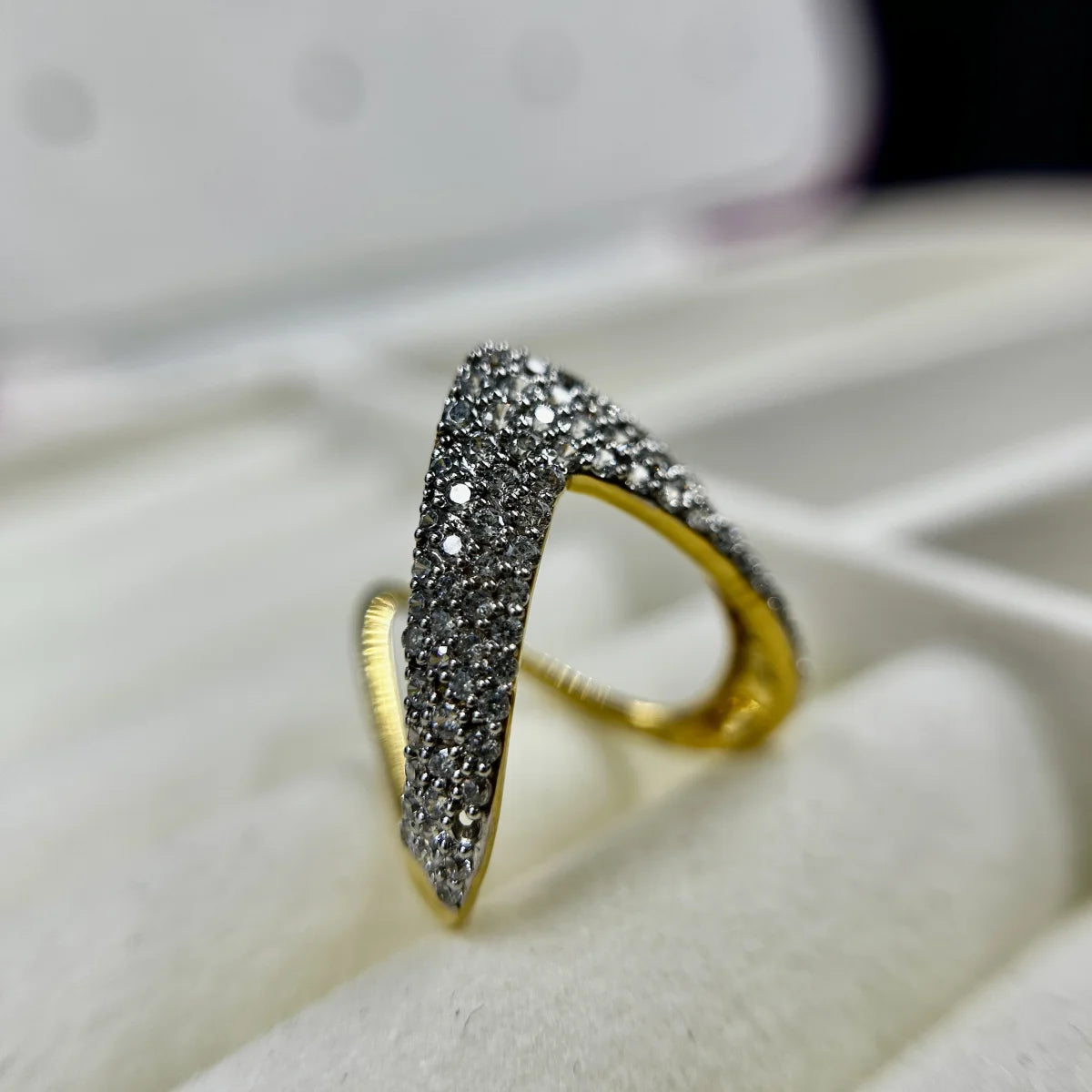 Aurora Double-V Pave Ring