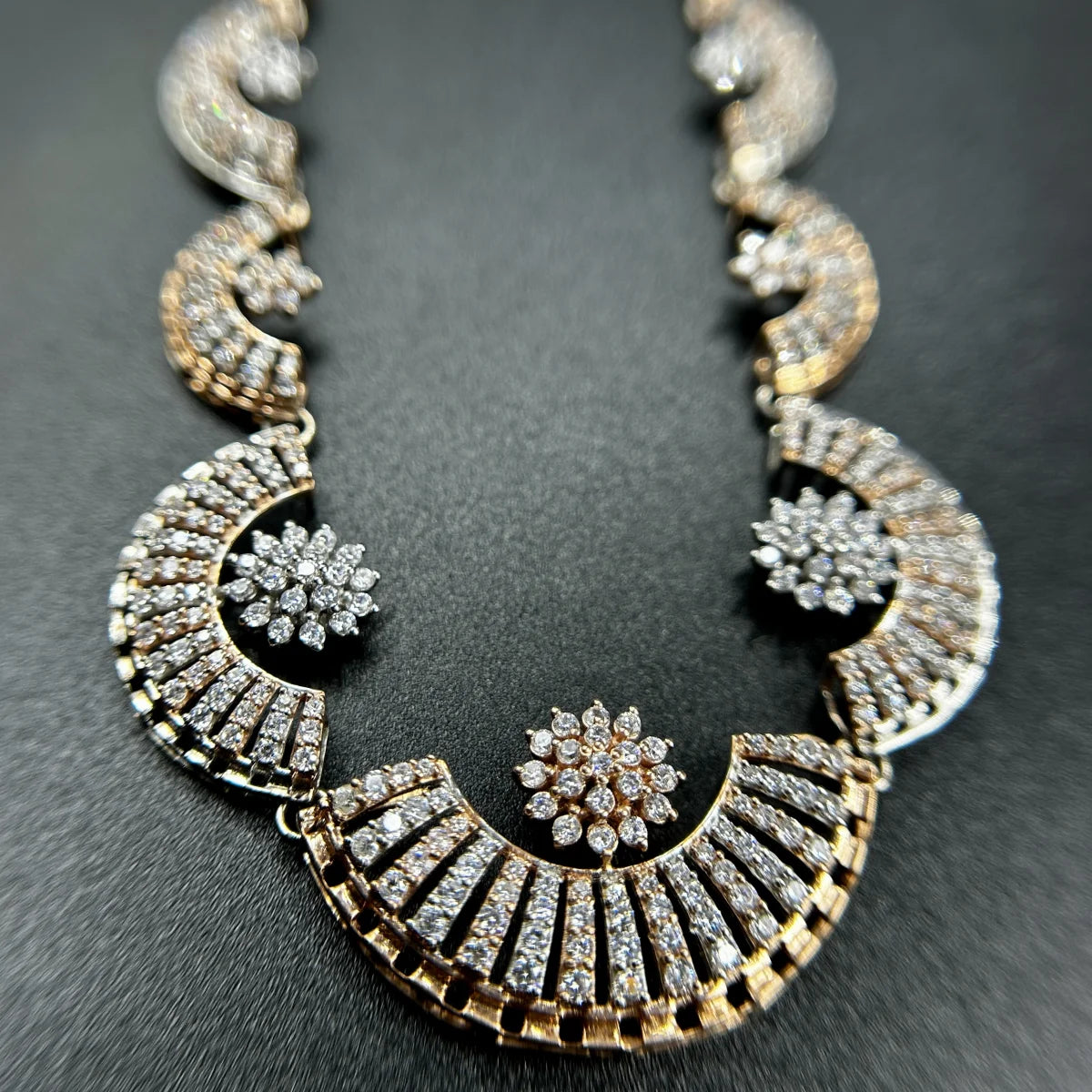 Radiant Crescent Floral Necklace