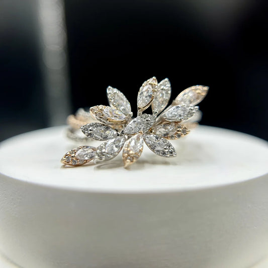 Dual Tone Floral Cluster Ring