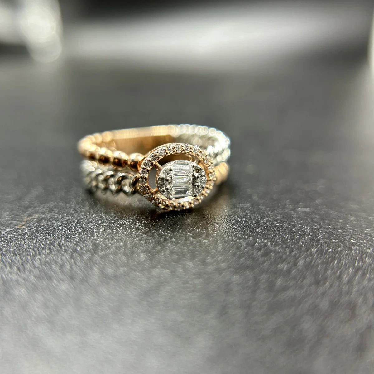 Vintage Oval Halo Rope Ring