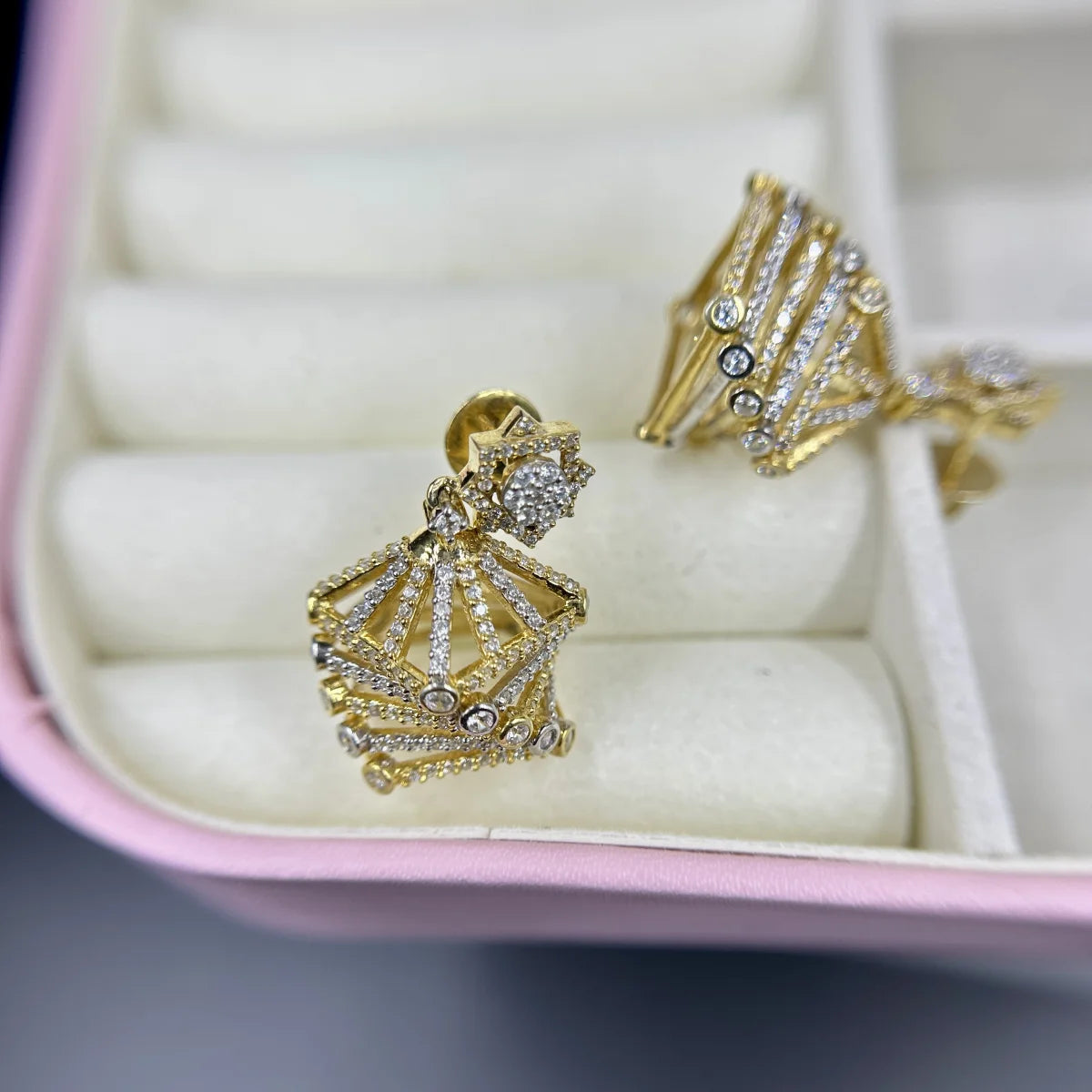 Architectural CZ Jhumka Earrings