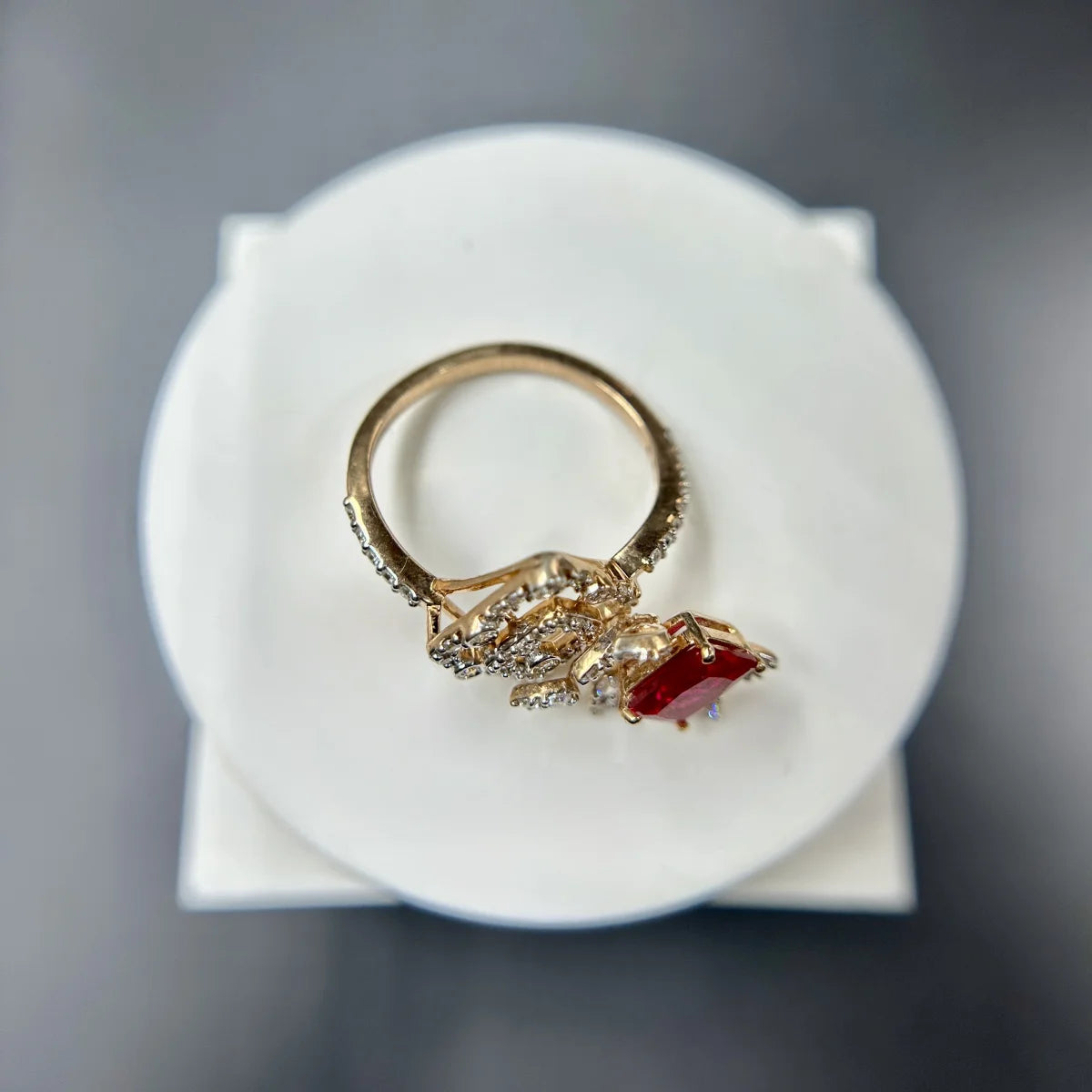 Ruby Accent Designer Silver Ring