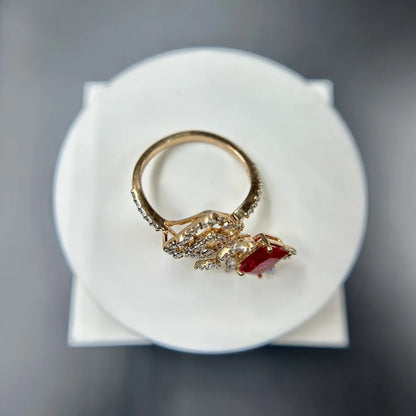 Ruby Accent Designer Silver Ring