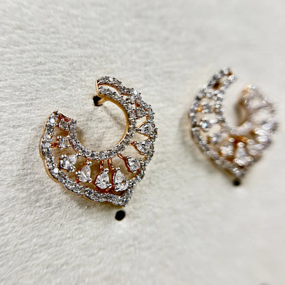 Heart Swirl CZ Stud Earrings