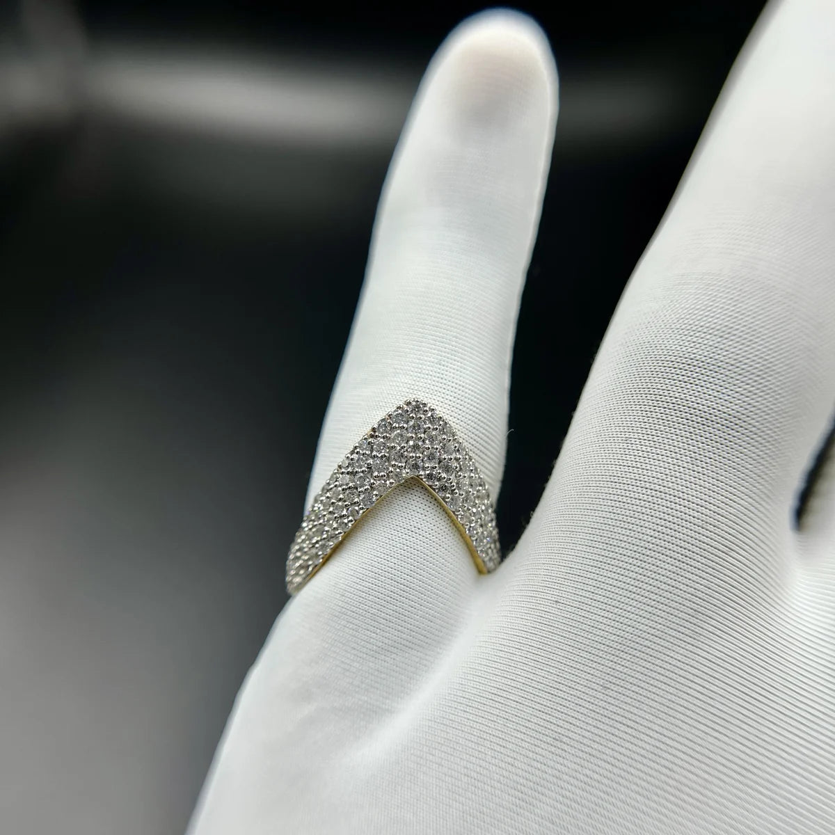 Aurora Double-V Pave Ring