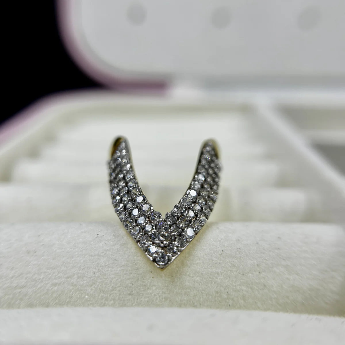 Radiant V-Frame Pave Ring