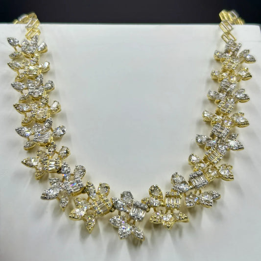 Floral Crystal Link Necklace