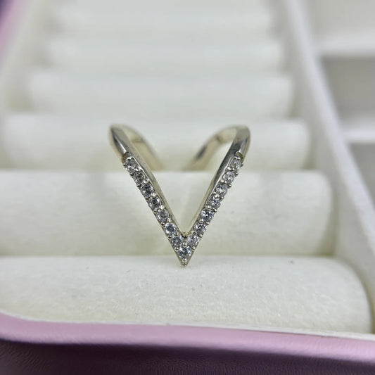 Chevron Pave CZ Ring