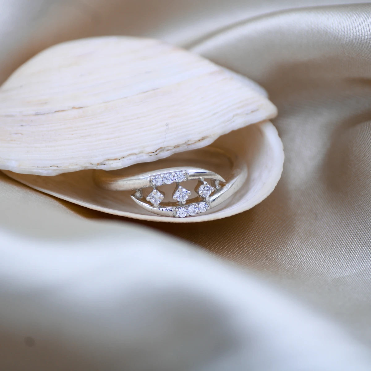 Petal Curve CZ Open Ring