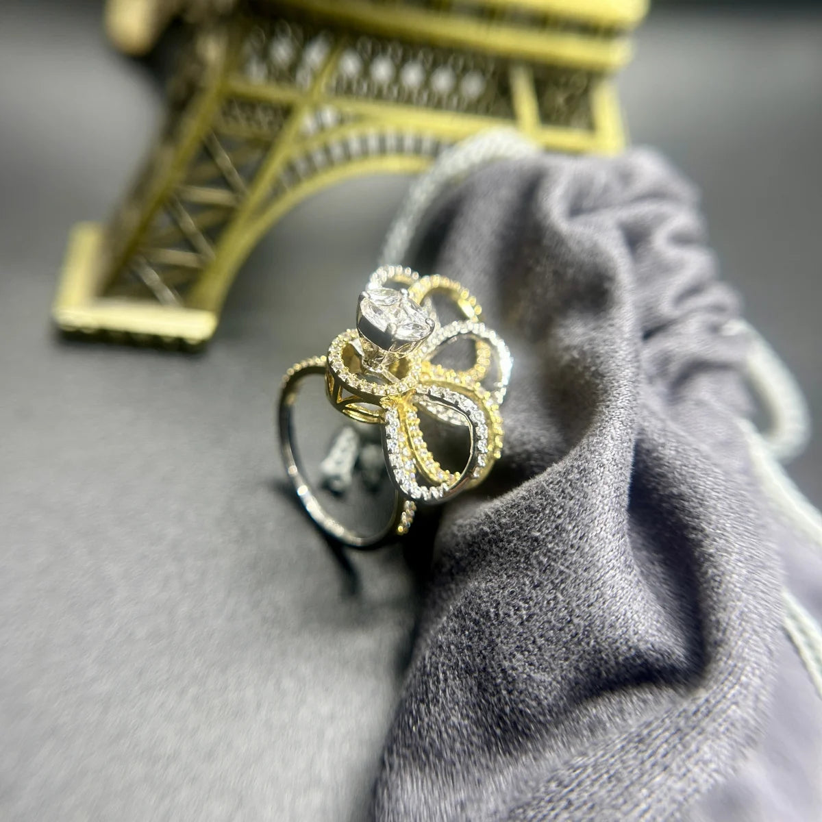 Interlaced Petal Crown Ring