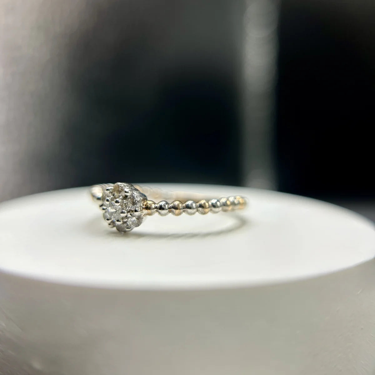 Minimal Beaded Diamond Ring