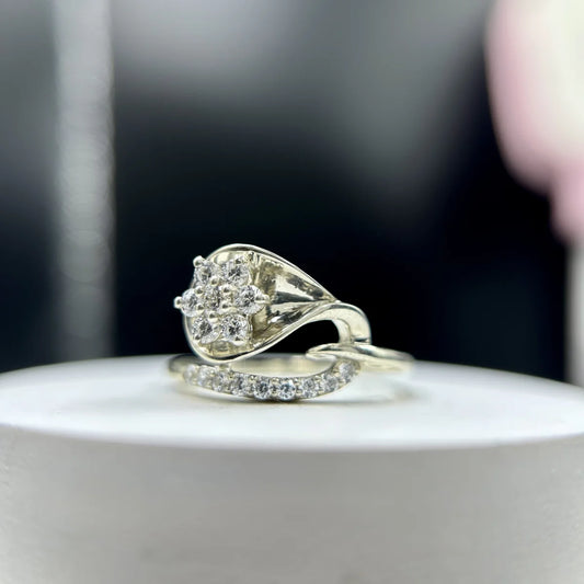 Bloom Drop CZ Silver Ring