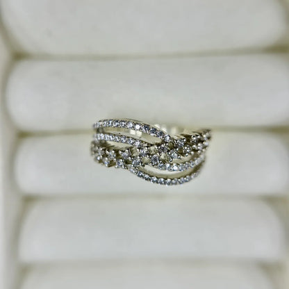 Twisted Band CZ Silver Ring