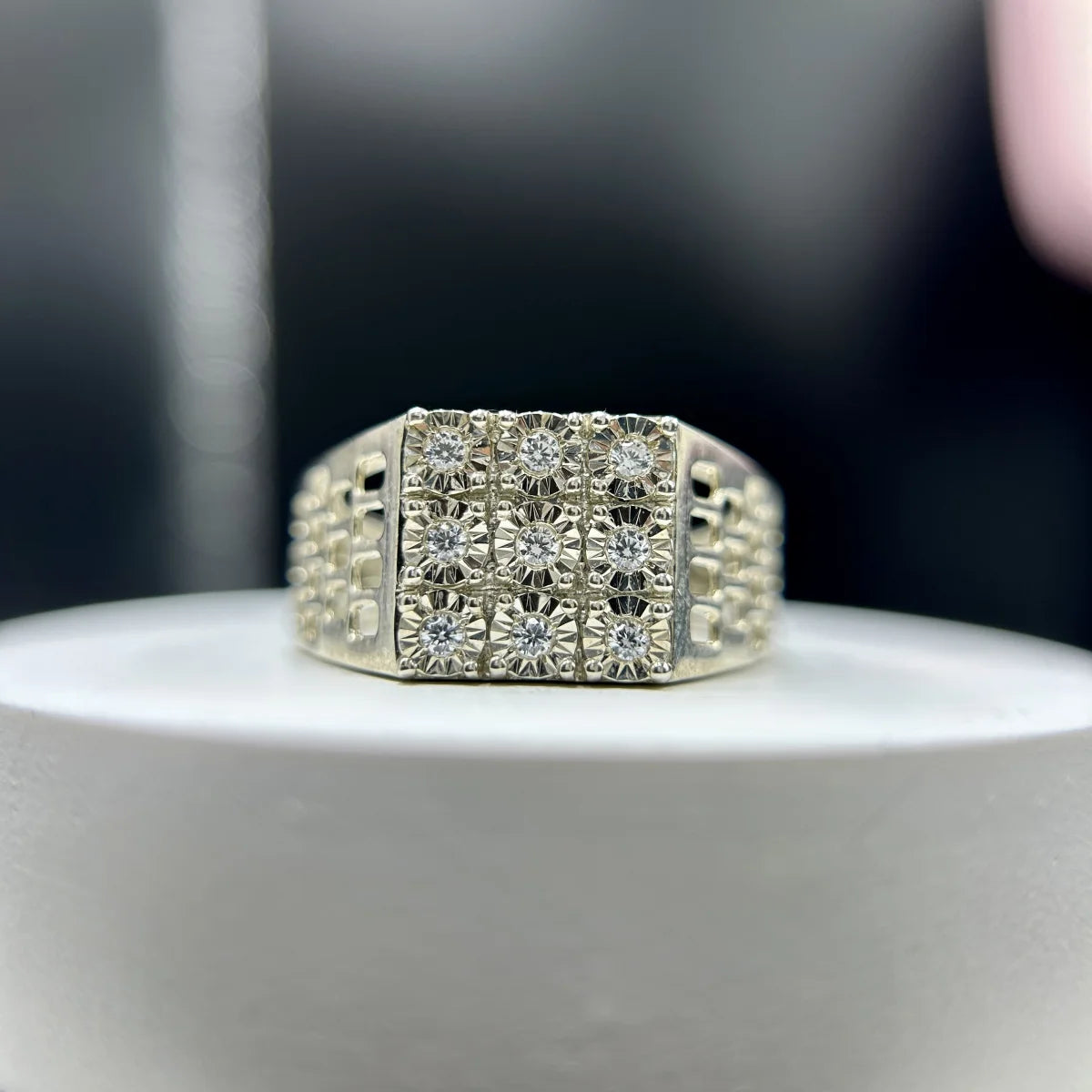 Square Cluster Silver Ring