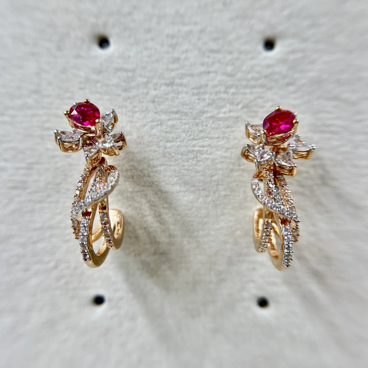 Ruby Floral Stud Earrings
