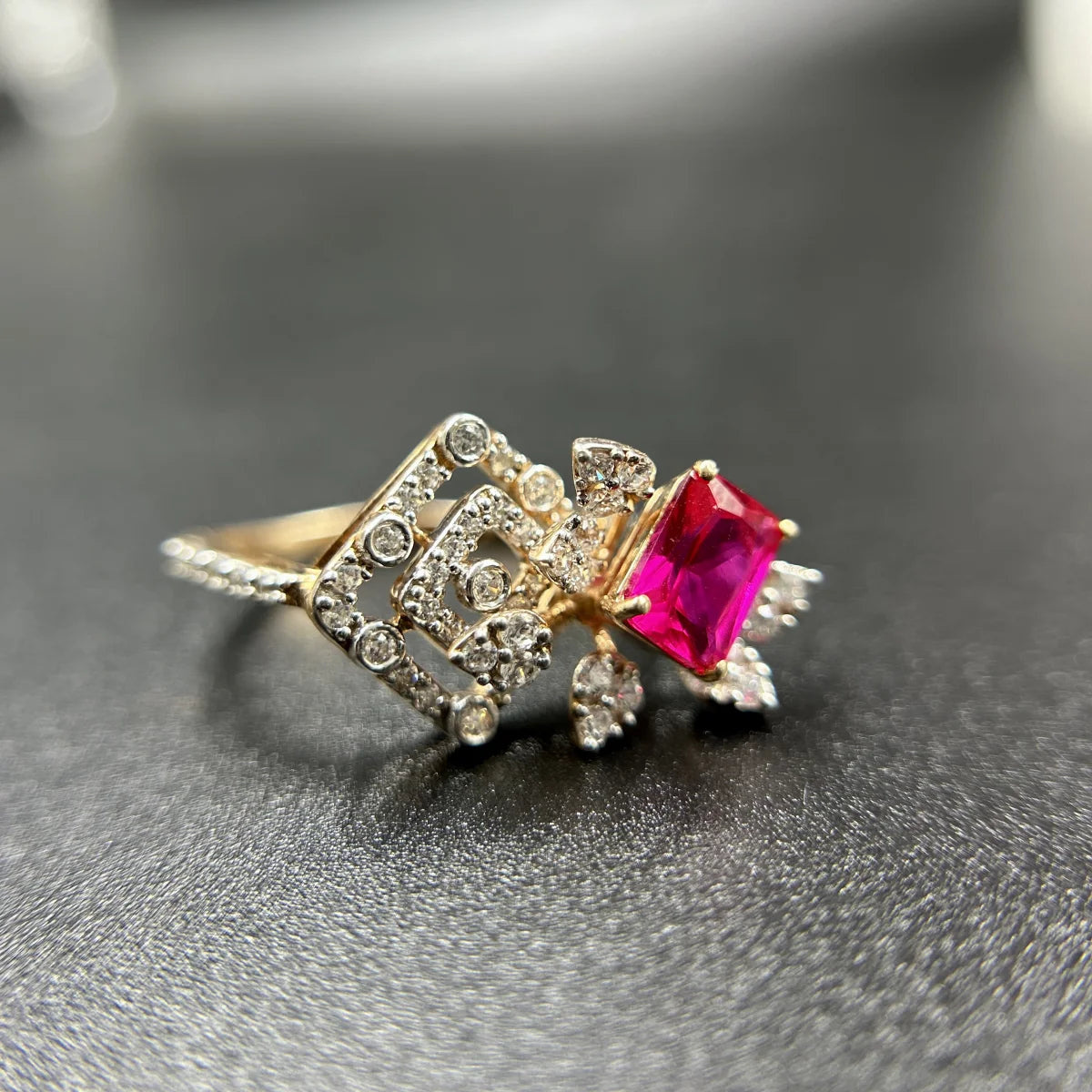 Ruby Accent Designer Silver Ring