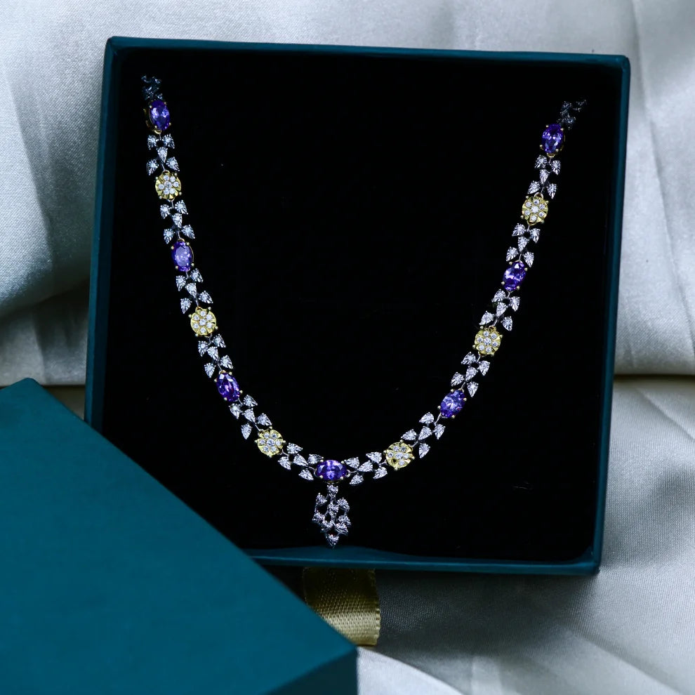 Amethyst Sunburst Necklace (Chain included)