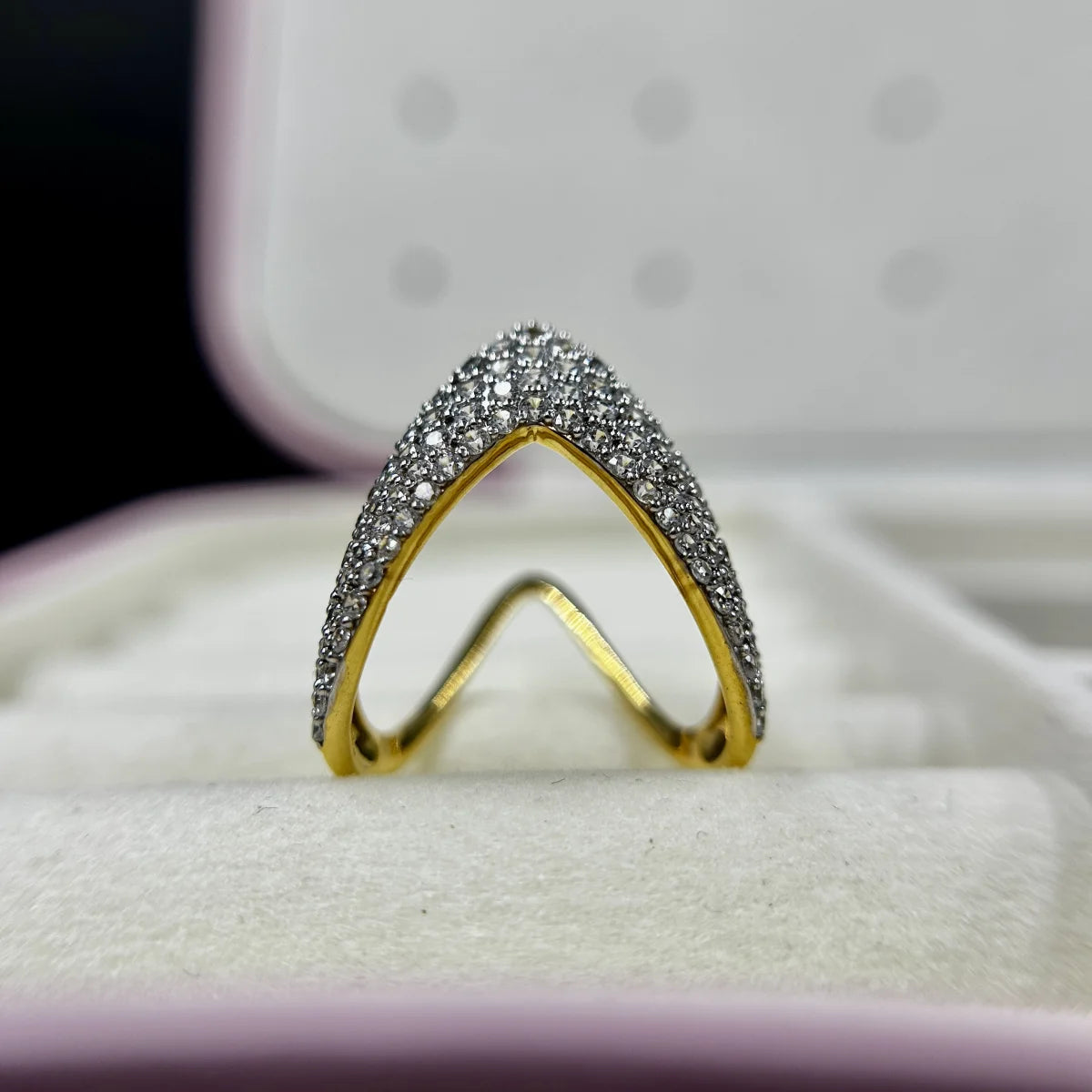 Aurora Double-V Pave Ring