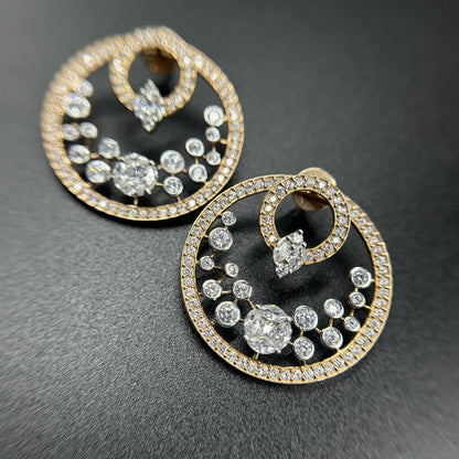 Circular CZ Statement Stud Earrings