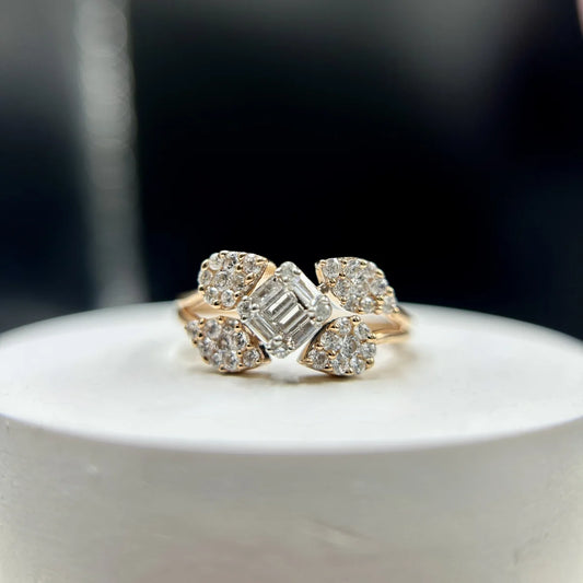 Floral Emerald Cut Ring