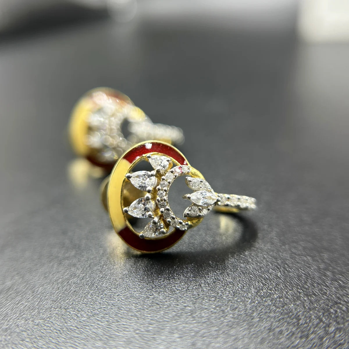 Peacock Motif CZ Stud Earrings
