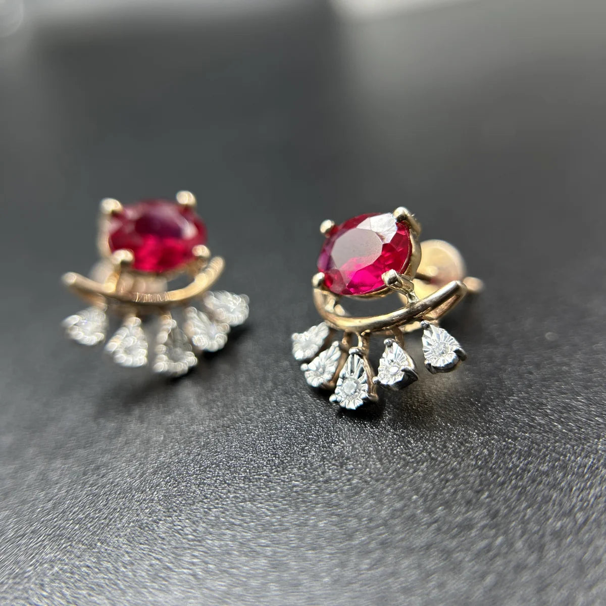 Ruby Accent Stud Earrings