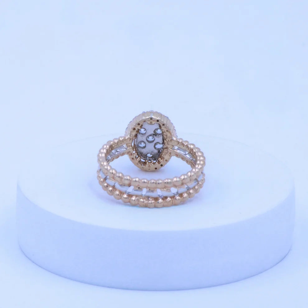 Oval Halo Beaded Ring