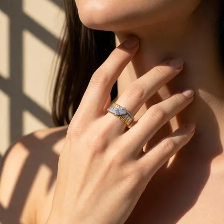 Aurora Baguette Silver Ring