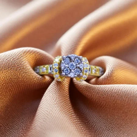 Vintage Floral CZ Gold Tone Ring