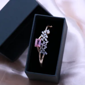 Floral Link CZ Silver Bracelet